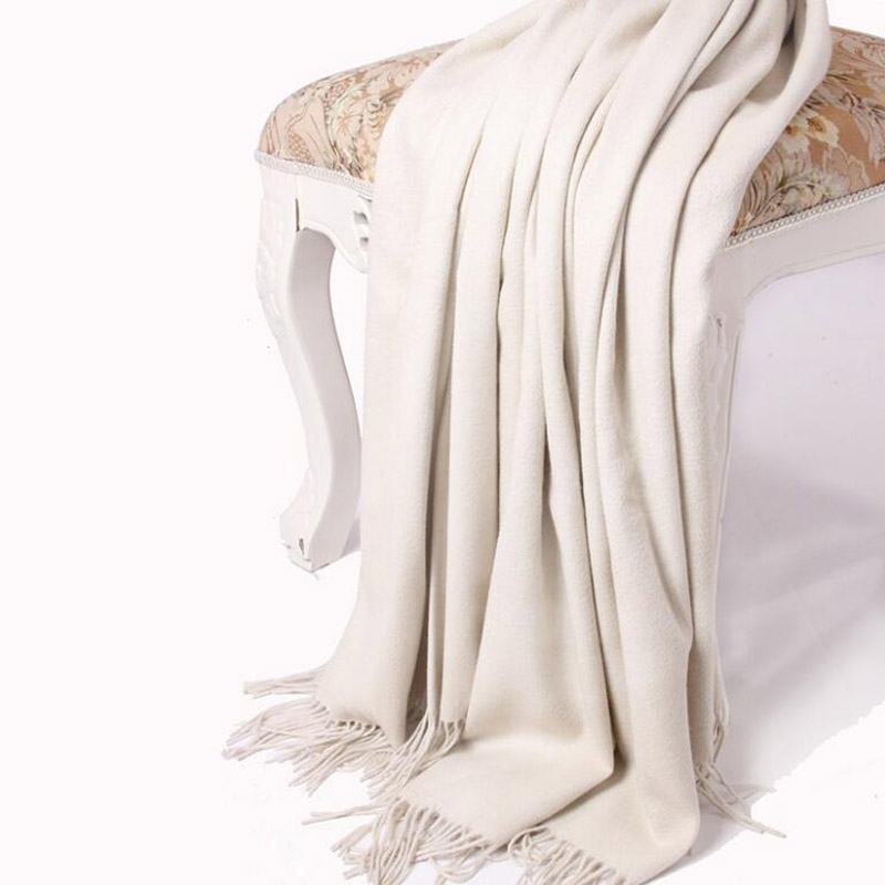 Pure Cashmere Scarves White Women Winter Scarf